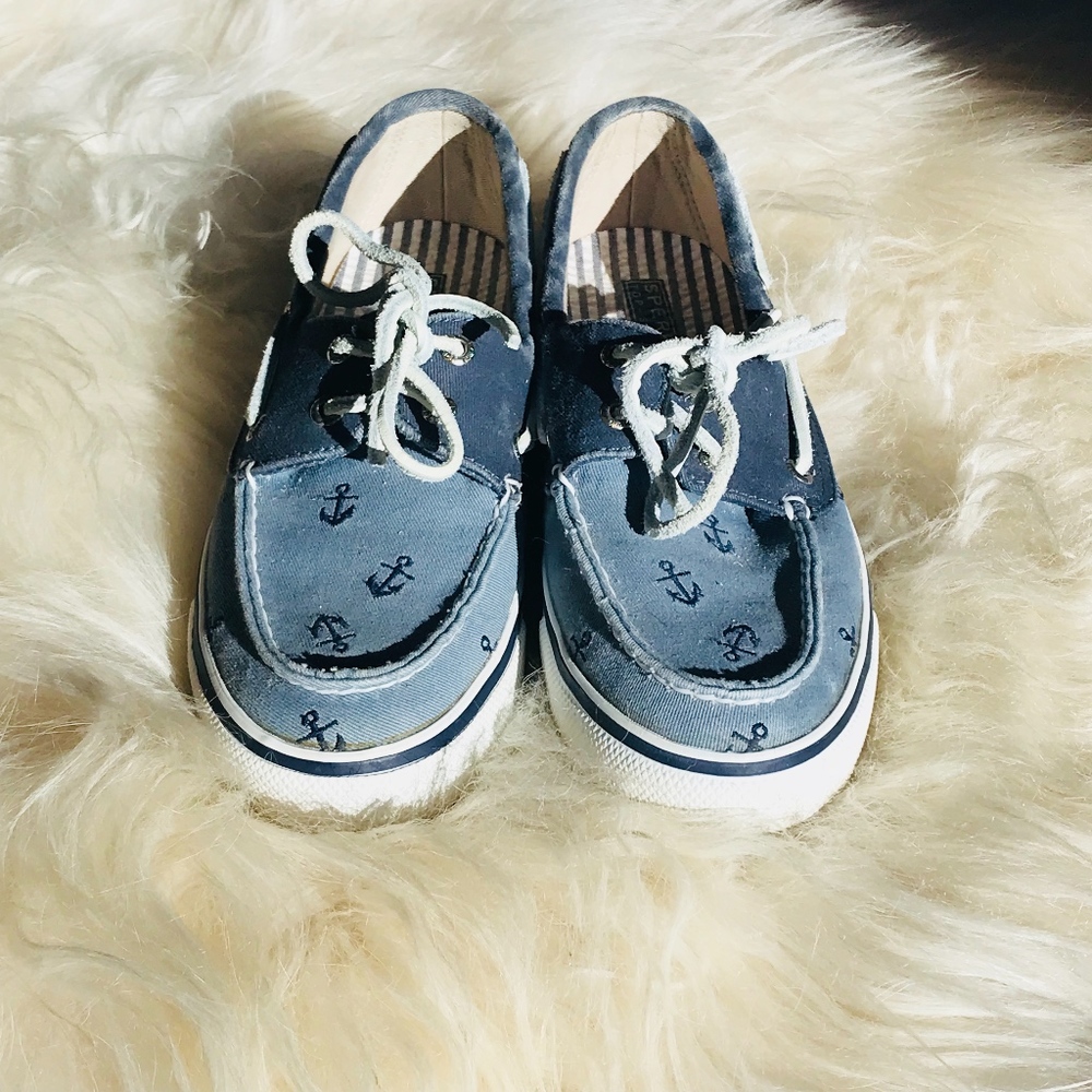 Sperry Canvas Blue Anchor Shoes